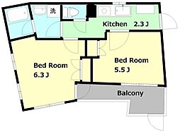 小田急小田原線 東北沢駅 徒歩3分の賃貸マンション 1階2Kの間取り