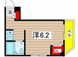 米久ビル ワンルームの間取図画像