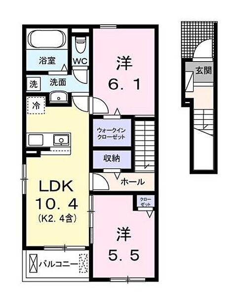 プルミエール　カスミ ｜東京都青梅市師岡町２丁目(賃貸アパート2LDK・2階・56.08㎡)の写真 その2