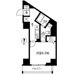 アイルカナーレ門前仲町 3階1Kの間取り