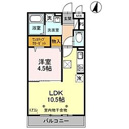 ロータス草加II 1階1LDKの間取り