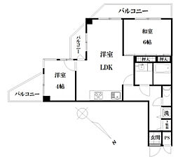 ストーク大山 9階2LDKの間取り