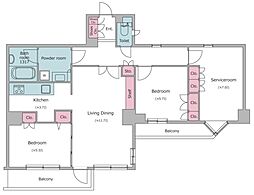 レジディア文京音羽 2階2SLDKの間取り