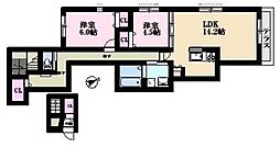 スアビス要町 2階2LDKの間取り
