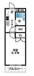 スカイコート馬込 1階1Kの間取り