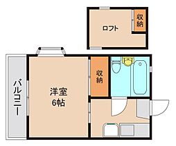 ハバナ 2階1Kの間取り