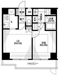 プレール・ドゥーク大森II 2階1LDKの間取り