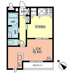 グリーンヒル橋本F 3階1LDKの間取り