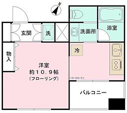東京メトロ有楽町線 月島駅 徒歩2分の賃貸マンション 2階ワンルームの間取り