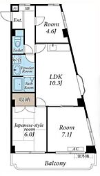 ロイヤルタウン下九沢 2階3DKの間取り