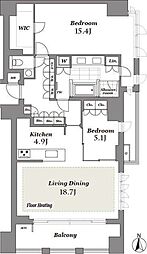ザコノエ三田綱町 3階2LDKの間取り