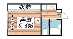 サンバレー梅ヶ丘 2階1Kの間取り