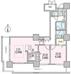 ロイヤルパークスタワー南千住 10階2LDKの間取り