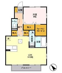 ドゥー・ルガール 1LDKの間取図画像