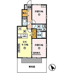 JR紀勢本線 紀三井寺駅 3.2kmの賃貸アパート 1階2DKの間取り