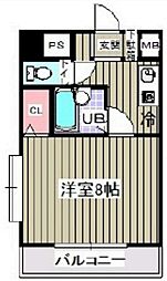 東京メトロ東西線 妙典駅 徒歩3分の賃貸マンション 2階1Kの間取り
