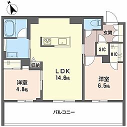 シャーメゾン　ワイズベル 2階2LDKの間取り
