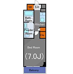 ザ・レジデンス・オブ・トーキョーKK06 1Kの間取図画像