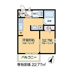 ベル・エポック 1階ワンルームの間取り
