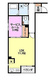 JR上越新幹線 新潟駅 徒歩23分の賃貸アパート 1階1LDKの間取り