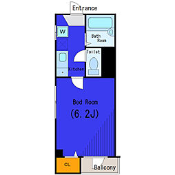 都営浅草線 大門駅 徒歩5分の賃貸マンション 2階1Kの間取り