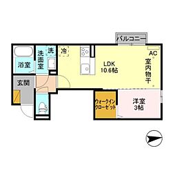 アステール 1LDKの間取図画像