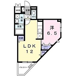 ひかりヒルズ 2階1LDKの間取り