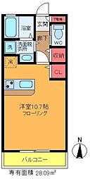 ガーデンハイツ恵比須 1階ワンルームの間取り