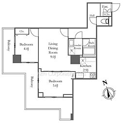 リバーシティ21新川 16階2LDKの間取り