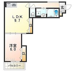 クリエオーレ門真南1 1LDKの間取図画像