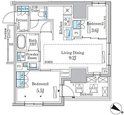 ラテスト白金台 10階2LDKの間取り