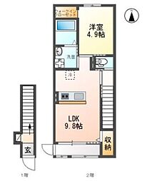 ラルブル 1LDKの間取図画像