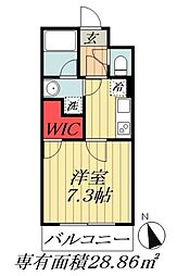 JR総武線 船橋駅 徒歩15分の賃貸マンション 4階1Kの間取り