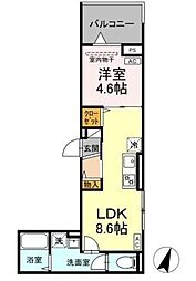 D-ROOM万町II 3階1LDKの間取り