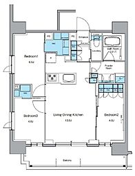 ルフォンプログレ上野御徒町 13階3LDKの間取り