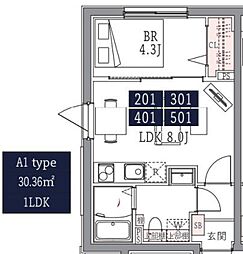 墨田区緑4丁目マンション 1LDKの間取図画像