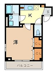 Amour3 1Kの間取図画像