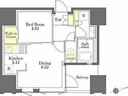 びゅうリエットグラン新宿戸山 1DKの間取図画像