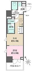ルフォンプログレス四谷 1DKの間取図画像