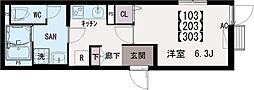 イクシオ栗原 1Kの間取図画像