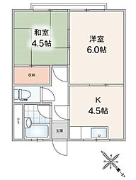 グランドールマンション 3階2Kの間取り