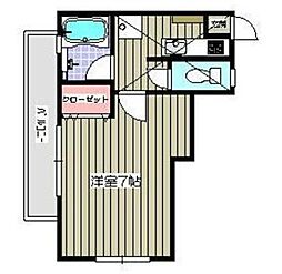 フラット瑠璃 2階1SKの間取り