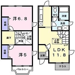 グリーンヒルズ日根野I号館 1階2LDKの間取り