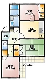 ジュネス桜田 3階3DKの間取り
