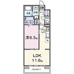 アウラティエ 2階1LDKの間取り