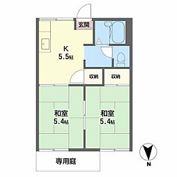 フォーブル加納 1階2Kの間取り