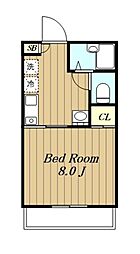 カメリエB 1階1Kの間取り