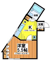 浅野ビル 1Kの間取図画像