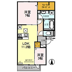 ラルーチェ天美我堂 2LDKの間取図画像