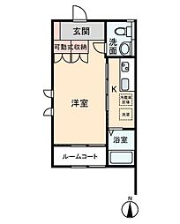 ビラアタッシュマン 1階1Kの間取り